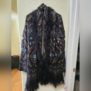 Rock & Roll Cowgirl Black and Brown Geometric Cardigan